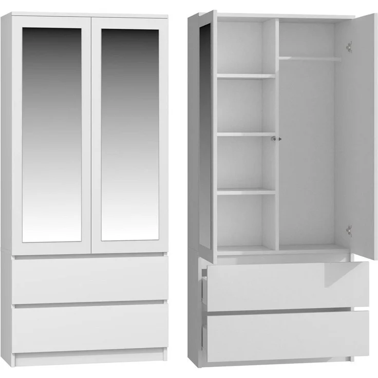 Raumhirsch Furniture Kleiderschrank Schrank, Kleiderschrank, Garderobenschrank (Metall-Kleiderstange, 4 Einlegeböden) (viele Farbvarianten - Maße: 50 x 90 x 180 cm) - Hochwertig & stabil – Bild 2