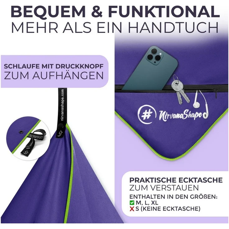NirvanaShape Sporthandtuch Mikrofaser Handtuch, Microfaser Handtücher als Reisehandtuch, (Set), Microfaser Handtuch als Strandtuch oder Fitneesshandtuch – Bild 4