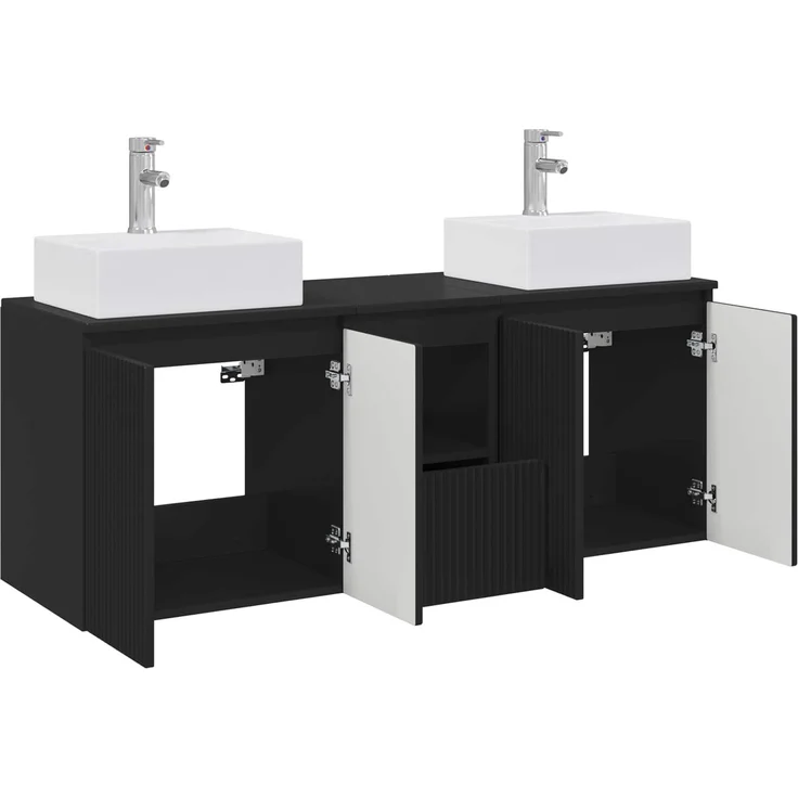 vidaXL Badezimmerschrank-Set 3 stk. Schwarz 129 x 41 x 79,5 cm 3405648 – Bild 4