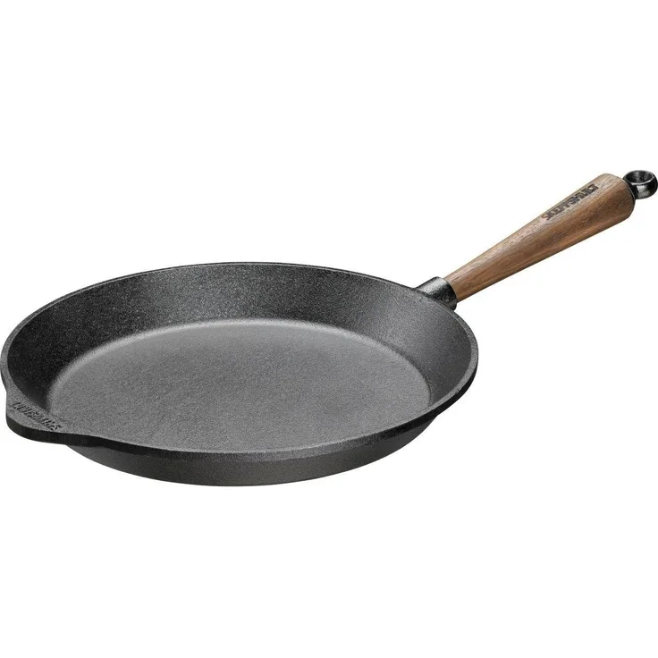Skeppshult Bratpfanne Gusseisen 28 cm mit Walnussholzgriff - Schwarz - 25 bis 28 cm