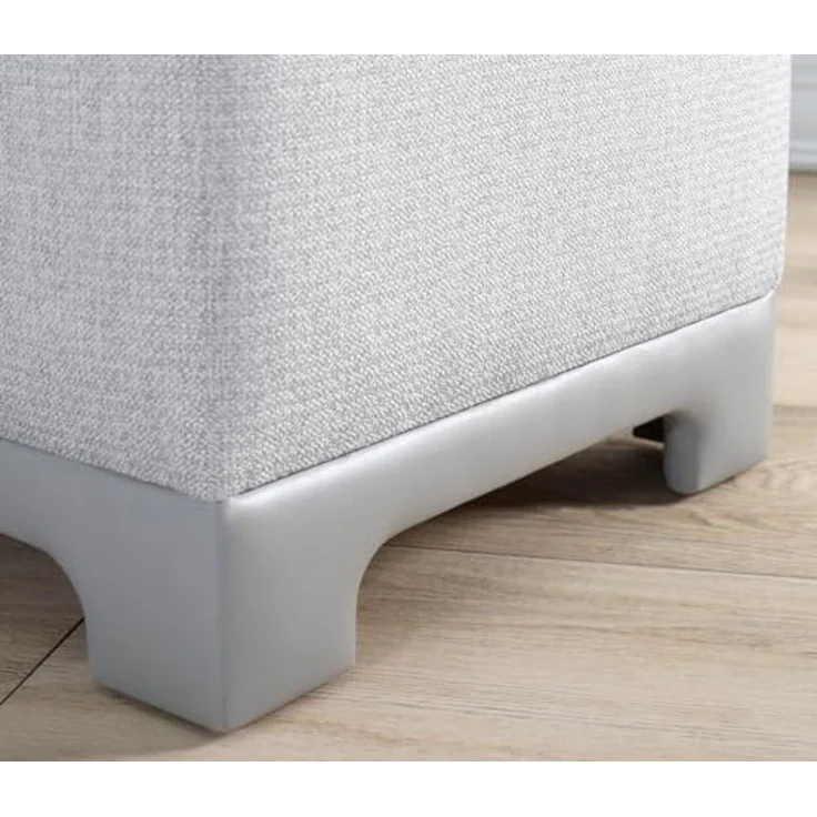 Stylish Grey Pouffe, 50 x 50 x 47 cm | 50% Cotton & 50% Linen, 35 DNS Orthopedic Sponge, 6 cm Thick | Faux Leather Legs, Perfect for Modern Living Spaces – Bild 5