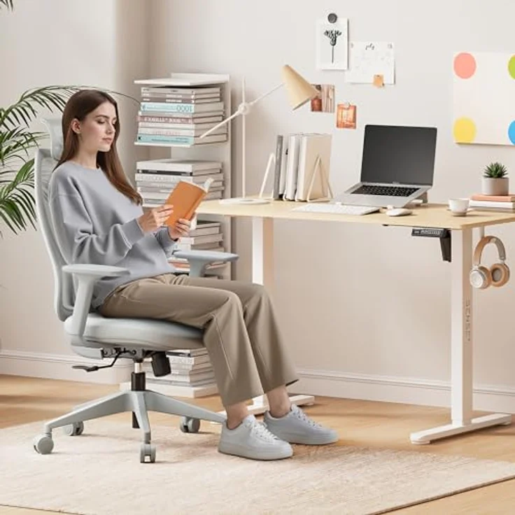 SENSE7 Gaming Stuhl Bürostuhl Ergonomisch Schreibtischstuhl Office Chair Chefsessel Drehstuhl Schreibtischsessel Verstellbar für Home Office Gamer bis 150kg Computerstuhl Bürosessel - MOYO Grau – Bild 2
