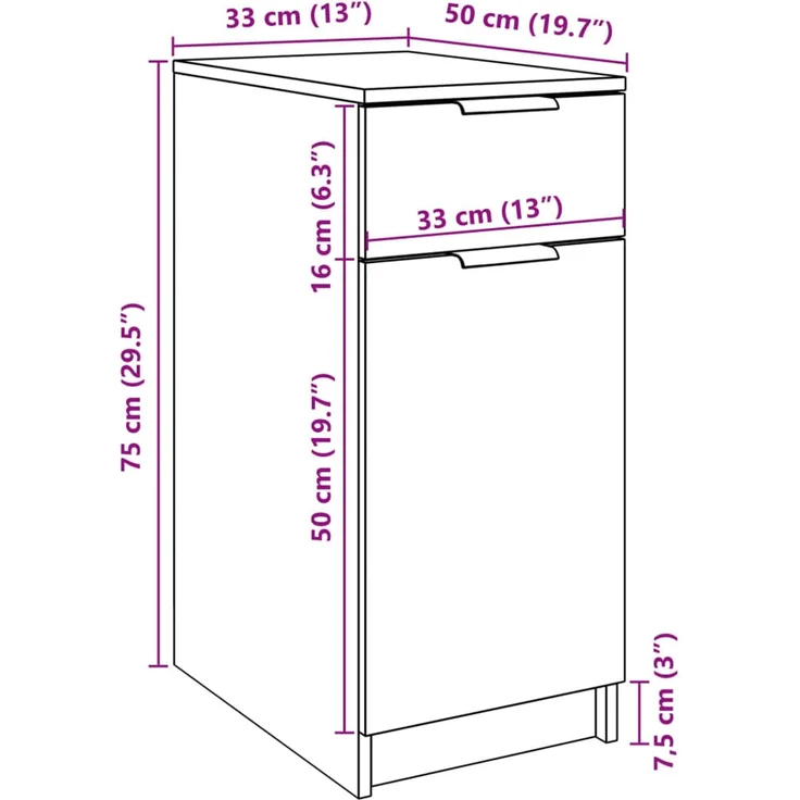 vidaXL Büroschrank Altholz-Optik 33x50x75 cm Holzwerkstoff 856997 – Bild 11