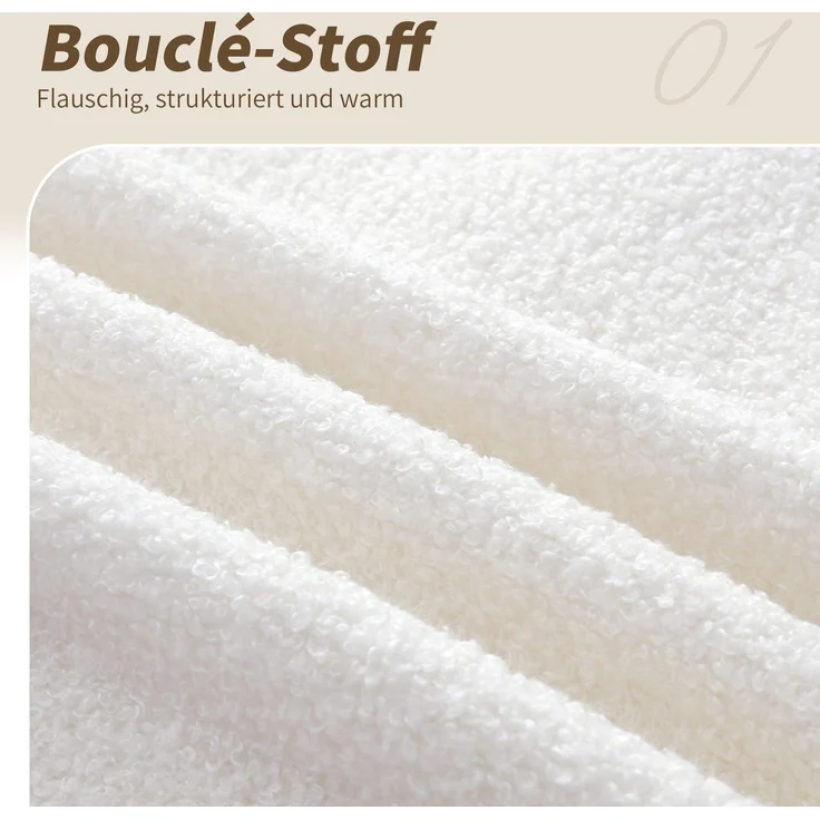 Kinderbett mit Stauraum und Kopfteil, 90x200 cm, Polsterbett mit Lattenrost, Einzelbett, Boucle – Bild 3