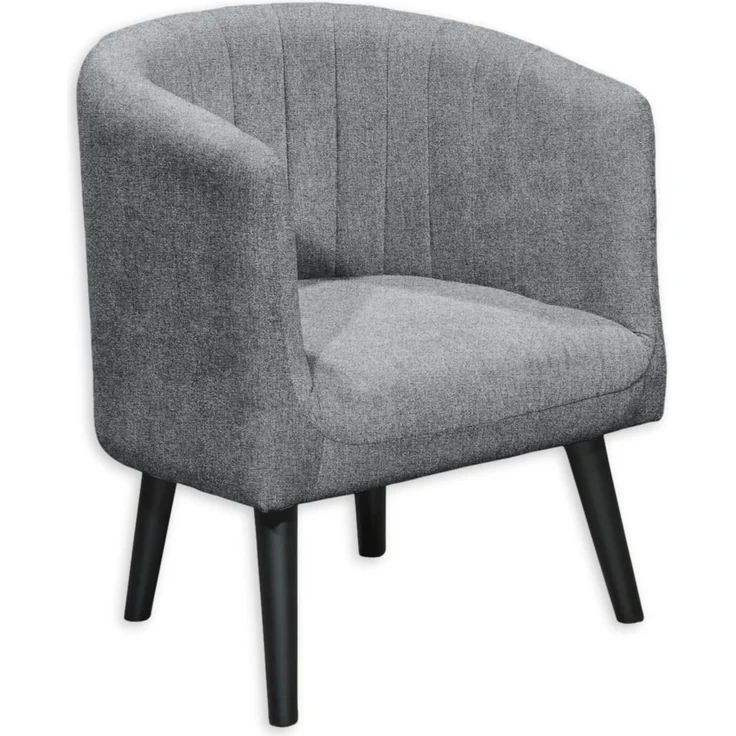 PAUL Loungesessel mit Armlehnen, Grau - Moderner Wohnzimmer Sessel gepolstert mit schwarzen Massivholz Füßen - 61 x 82 x 58 cm (B/H/T) – Bild 1
