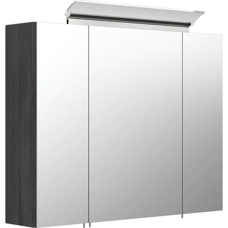 emotion Spiegelschrank 80cm inkl. Design LED-Lampe und Glasböden Graphit