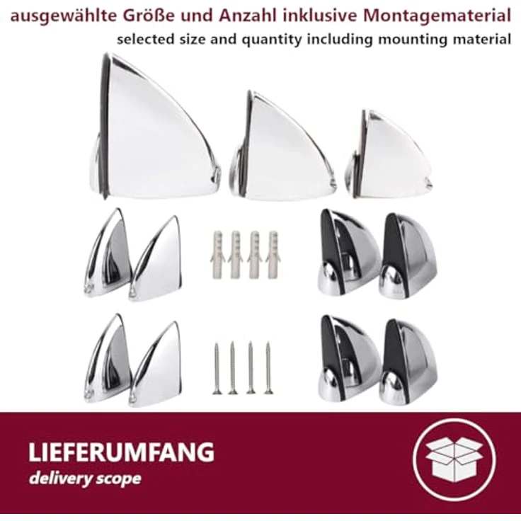 HOOZ Wandregalhalter Metall für Glas- und Holzregale inkl. Montagematerial versch. Größen, Set 8-tlg, mit gummierter Klemmbacke – Bild 6