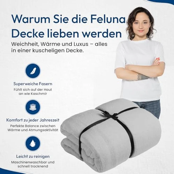 Wohndecke FELUNA Coral Fleece Kuscheldecke XXL – Superweicher Cashmere-Touch, Feluna, Tagesdecke Kaschmir-Touch 220 x 200 cm – Bild 8