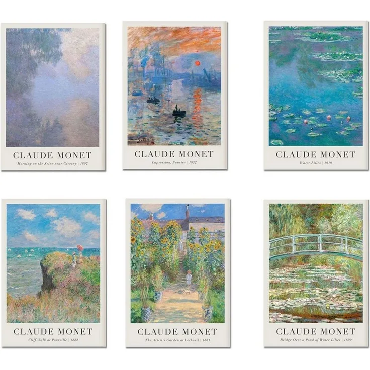 JUSTGOODMOOD Poster Vintage Claude Monet Sommer als Deko Print ohne Rahmen D 10 x 15 cm, D (1 St)