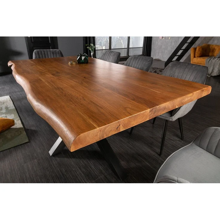 riess-ambiente Esstisch MAMMUT 220cm natur/schwarz - Akazie, Metall, Sterngestell, Baumkante (Einzelartikel, 1-St), Urbaner Massivholztisch für 10 Personen - ideal für Wohn- & Esszimmer – Bild 4