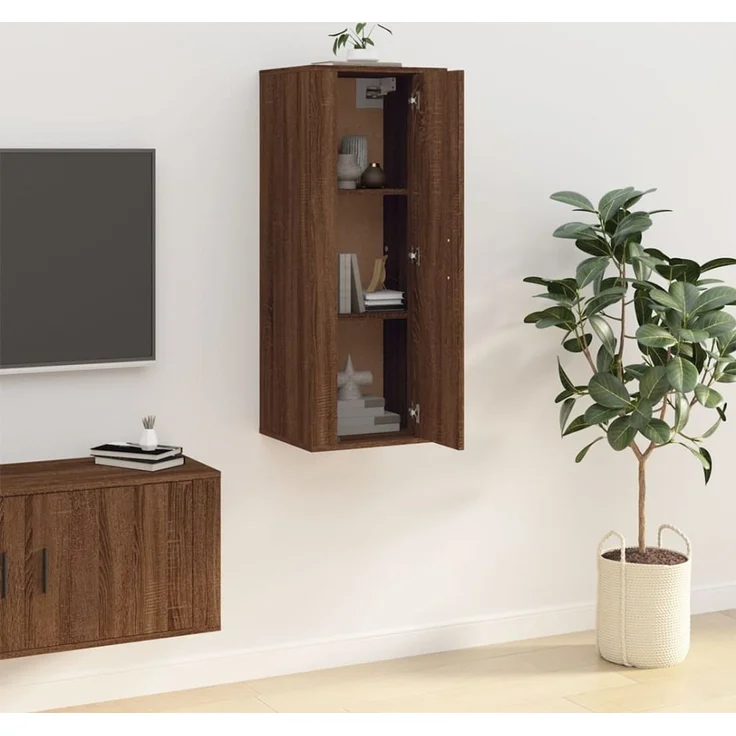 TV-Wandschrank, TV-Hängeboard Fernsehschrank Braun Eichen-Optik 40x34,5x100 cm – Bild 3