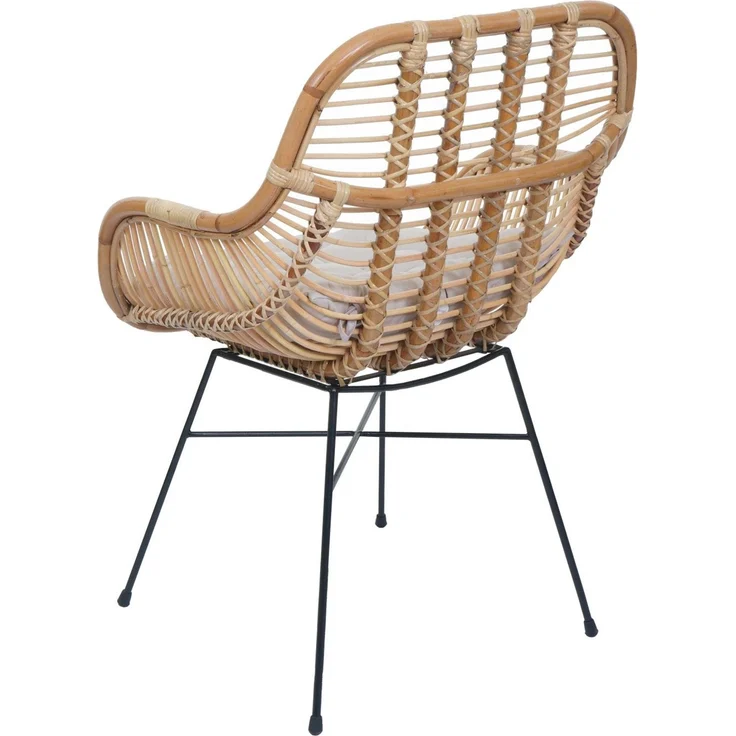 6er-Set Esszimmerstuhl HWC-P17, Küchenstuhl Korbstuhl Rattansessel Rattanstuhl Stuhl, Kubu Rattan Metall ~ Polster creme – Bild 7