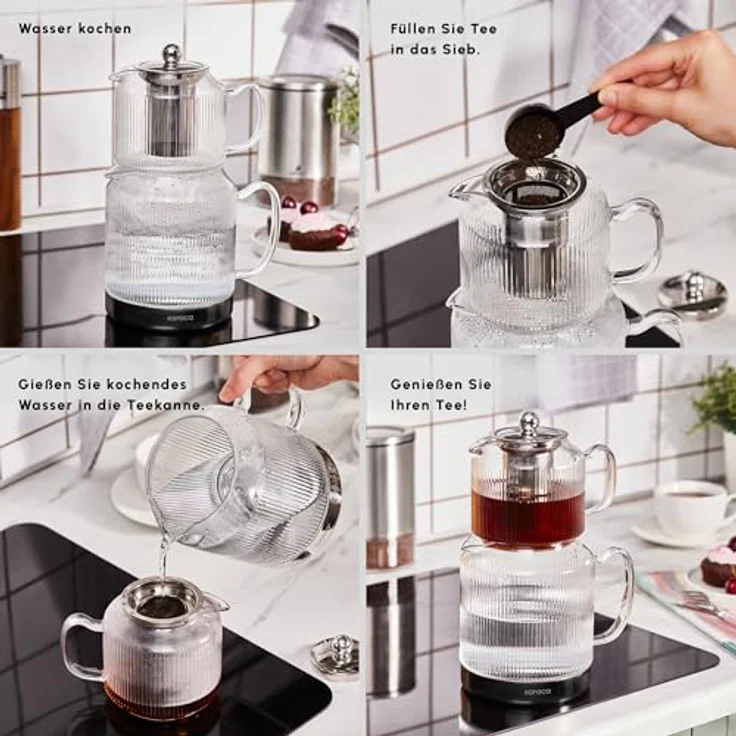 Karaca Teekanne Karaca Kelly Induktions-Glas-Teekannen-Set, 2.1L, Hitzebeständig – Bild 7