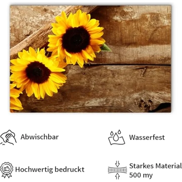 matches21 HOME & HOBBY Platzset Abwaschbare Tischsets 8er Set Sommer Sonnen-Blumen, (8-St), Platzsets als Tisch-Untersetzer und Tisch-Deko für Esstisch Teller – Bild 3