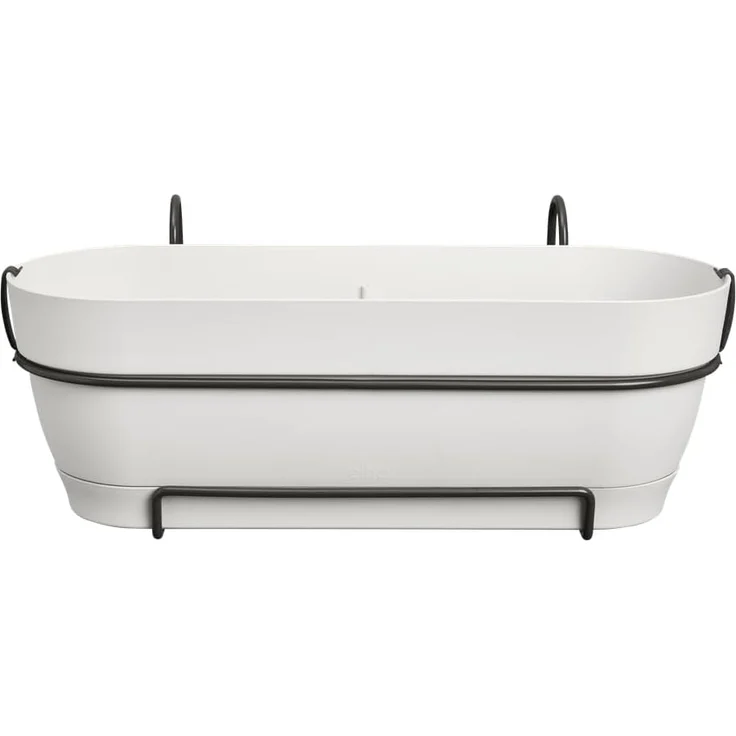 elho Vibia Campana Balkonkasten Allin1 50 mit Wasserreservoir - Blumentopf Balkongeländer - 100% recyceltem Plastik - Ø 50.4 x H 17.7 cm - Weiß/Seidenweiß – Bild 2