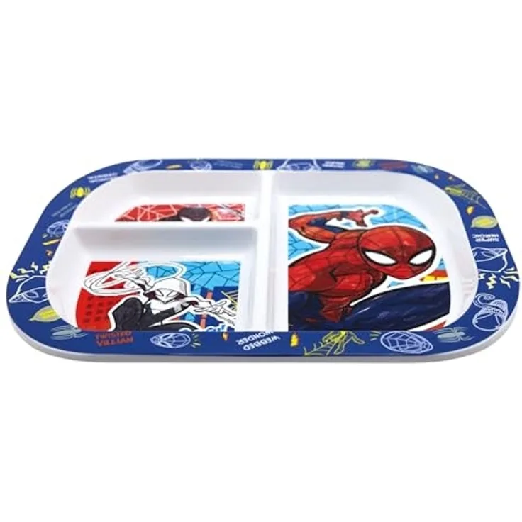 Storline Frühstücksteller Spiderman rechteckig mit 3 Fächern, Mikrowellengeeignet