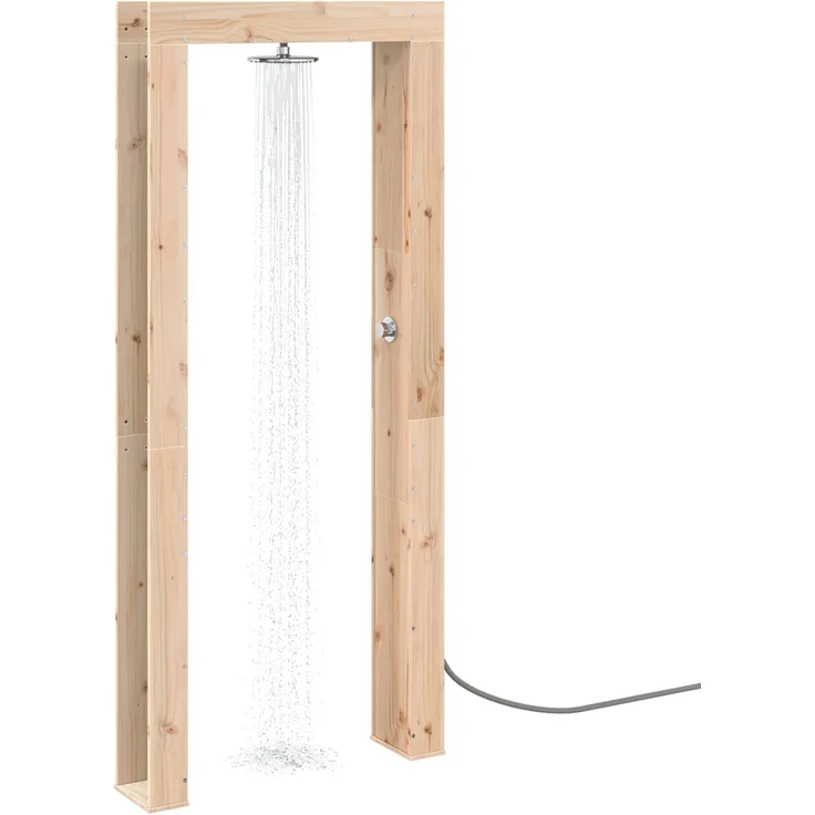 vidaXL Gartendusche 226 cm Massivholz Kiefer und Edelstahl Natur 886336 – Bild 3
