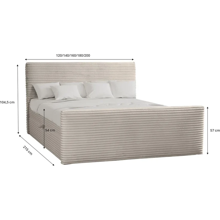 Kaiser Möbel Boxspringbett Boxspringbett mit bettkasten und topper TRENTO stoff Plüsch Cord, mit Topper mit Bettkasten – Bild 2