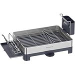 SONGMICS Abtropfgestell, Geschirr-Abtropfständer Edelstahl, drehbarer Auslauf, Abtropfschale, Tassenhalter, fingerabdruckresistent, für Küche, 31,7 x 57,2 cm, silbern-grau KCS030E01V1