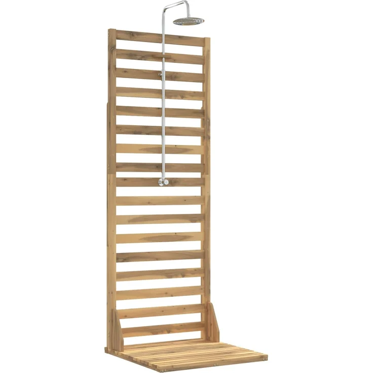 vidaXL Gartendusche 205,5 cm Massives Akazienholz und Edelstahl 903119 – Bild 2
