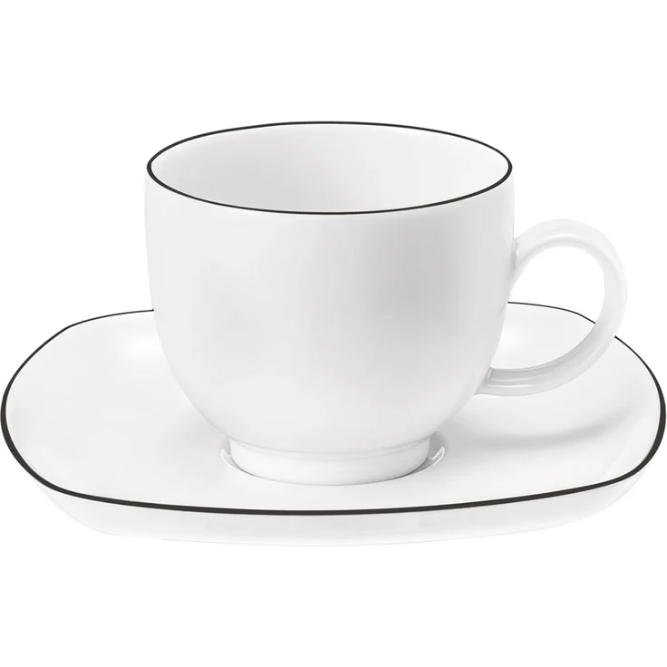 Seltmann Weiden Lido Black Line Kaffeetasse mit Untertasse 220 ml eckig – Bild 1