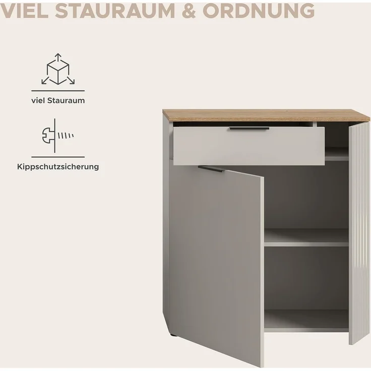 Kommode (B/H/T: 80x88x36 cm) in Kaschmir Nachbildung und Kaschmir Nachbildung – Bild 6