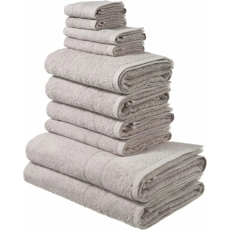 OTTO home Handtuch Set Inga, Duschtücher, Handtücher, Gästetücher, Seiftücher, Walkfrottee (10-St), Handtücher mit feiner Bordüre, 100% Baumwolle, einfarbig, weich – Bild 1