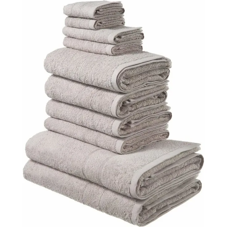 OTTO home Handtuch Set Inga, Duschtücher, Handtücher, Gästetücher, Seiftücher, Walkfrottee (10-St), Handtücher mit feiner Bordüre, 100% Baumwolle, einfarbig, weich