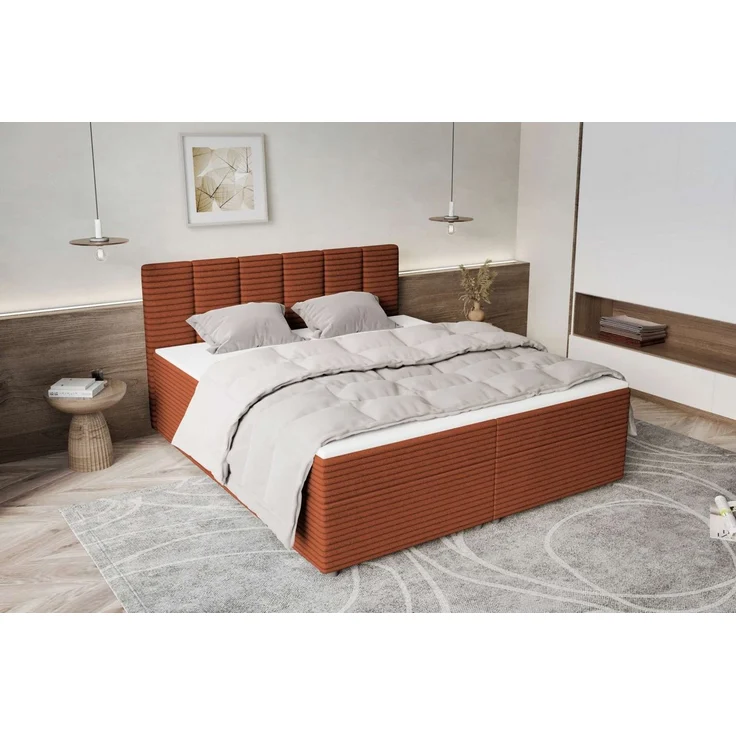 99rooms Boxspringbett Bergamo (Schlafzimmerbett, Bett), 140/160/180/200x200 cm, in Cordstoff AMBIENCE, mit Topper – Bild 3