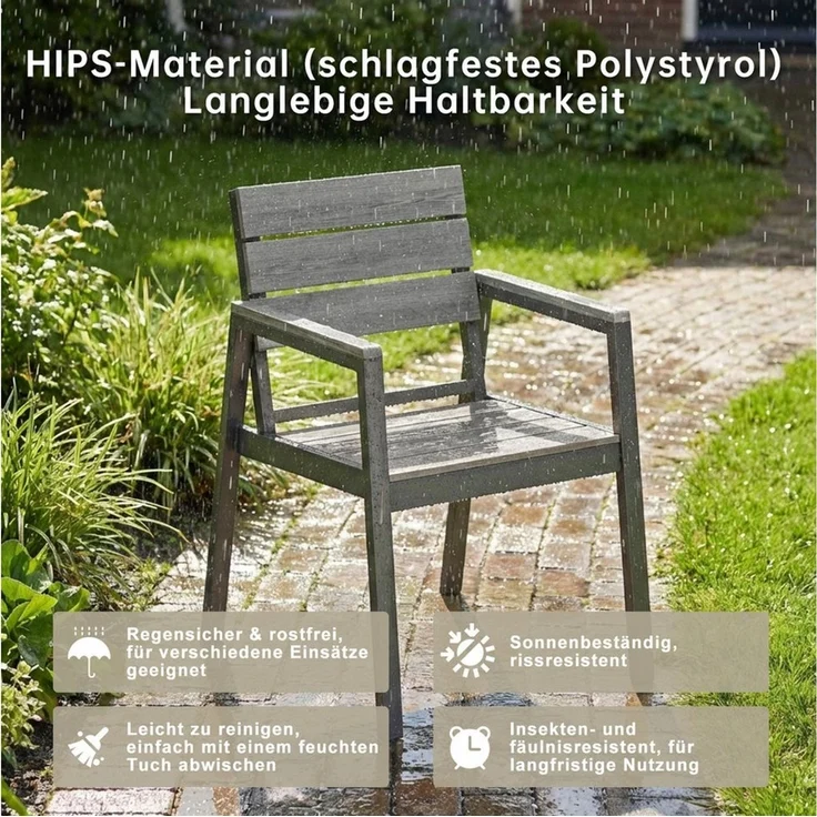 HOMALL Gartenstuhl stapelbar Aluminium Gartensessel Wetterfest, max Belastung 180kg (Set, 6 St), Korrosionsbeständigkeit, verstärkter Alu-Outdoorstuhl – Bild 3