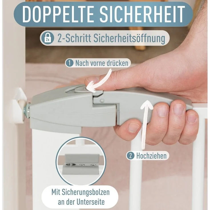 ib style Türschutzgitter Yael Treppengitter 73-81.5 cm, Treppenschutzgitter - Kein Bohren - Sicherheitsgitter für Türen – Bild 3