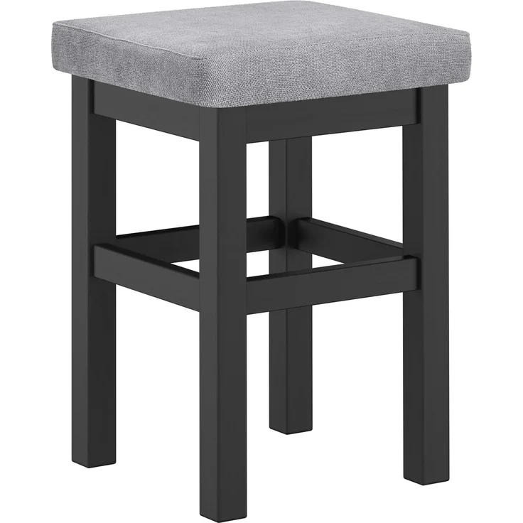 Schwarzer Holzhocker Sitzhocker Kiefer massiv mit Polster V-90.71-41-blackEinzelartikel – Bild 1