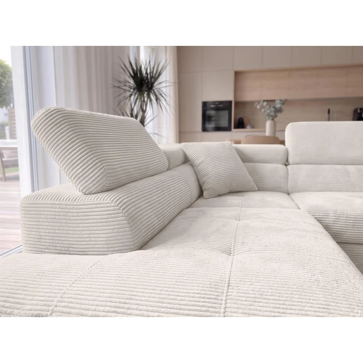 AX LIVING Konak Cord-Ecksofa L Cremeweiß 276 cm breit mit Bettkasten & Kopfstützen – Bild 5