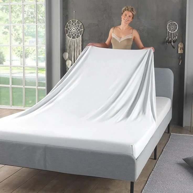 Malika Spannbettlaken aus 100% Baumwolle, 90-100x200, Weiss, Jersey Baumwolle, Gummizug: Ja, (1 Stück), Allergikergeeignet, Pflegeleicht und Atmungsaktiv – Bild 2