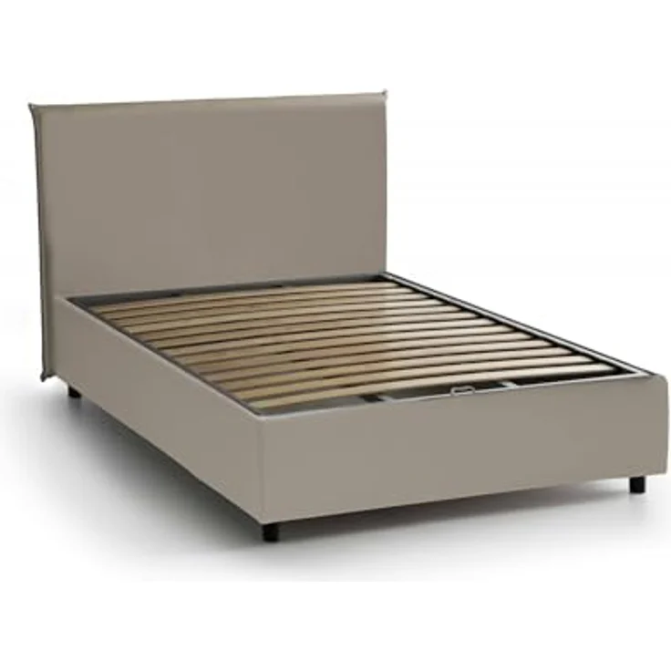 Talamo Italia - Doppelbett Ascenza, Bettkasten mit Kunstlederbezug, 100 % Made in Italy, Öffnung vorne, inklusive Matratze 120 x 190 cm, taubengrau – Bild 4