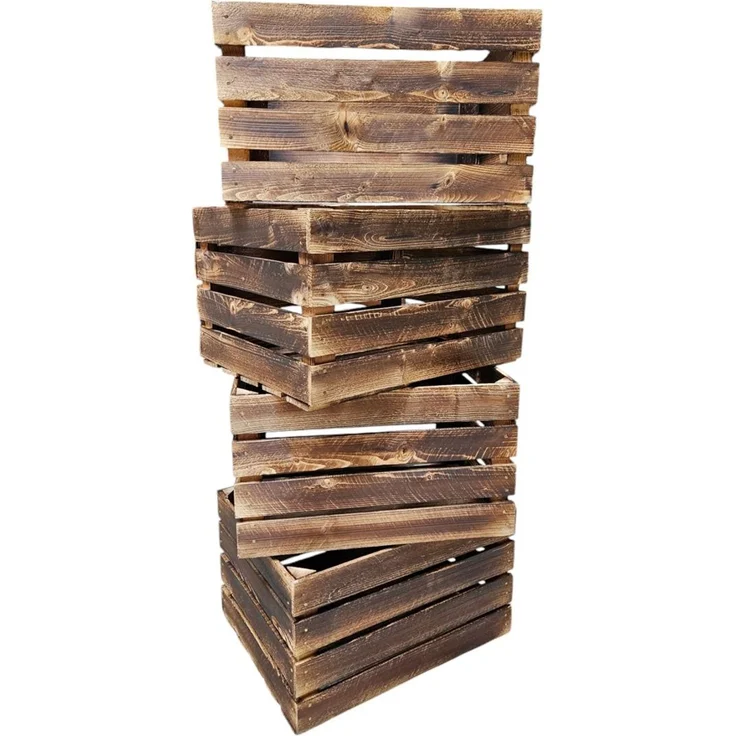 Holzkisten Weinkisten Kisten 4er Set Vintage Geflammt 50 x 40 x 30cm – Bild 6