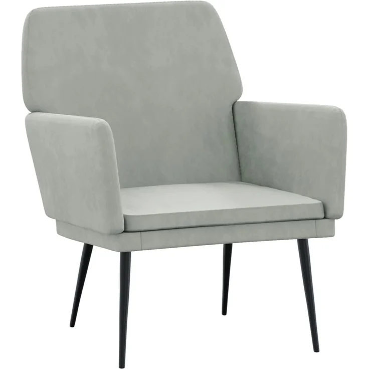 Sessel wohnzimmer, Relaxsessel Hellgrau 62x79x79 cm Samt – Bild 2