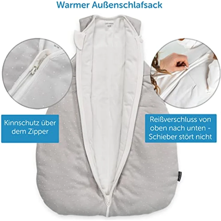 LaLoona 2-tlg. Schlafsack-Set Dots, Light Taupe, Größe 62/68, für ganzjährige Nutzung mit Innenschlafsack und gefüttertem Außenschlafsack, Oeko-Tex zertifiziert – Bild 4