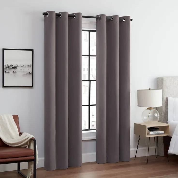 Eclipse Andover Vorhänge mit Ösen, dreifach gewebt, für Schlafzimmer, 106,7x213,4 cm, Grau