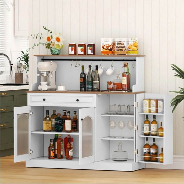 HOLTICO Sideboard Küchenschrank mit Arbeitsplatte, Küchenbuffet Buffetschrank (1 St), Weinschrank mit Schublade und Oberer Ablage – Bild 4