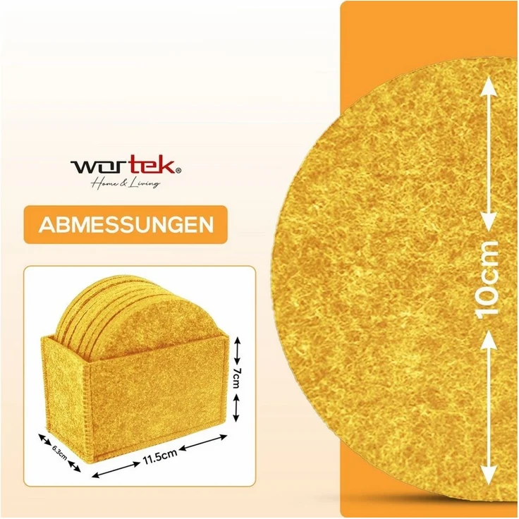 wortek Getränkeuntersetzer Filz-Untersetzer Rund für Gläser 10er Set + Box, Zubehör für Tisch & Gläser, Set, 10-tlg, waschbare Getränke Glasuntersetzer Gläser, Tischuntersetzer Filz 10 cm – Bild 2