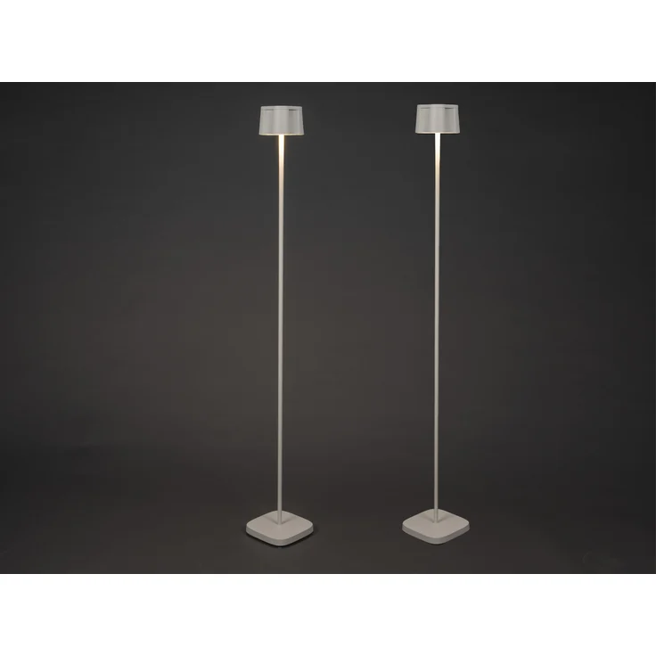 2er Set Akku Stehlampe für Outdoor dimmbar, kabellos in Weiß, klein 120cm – Bild 3