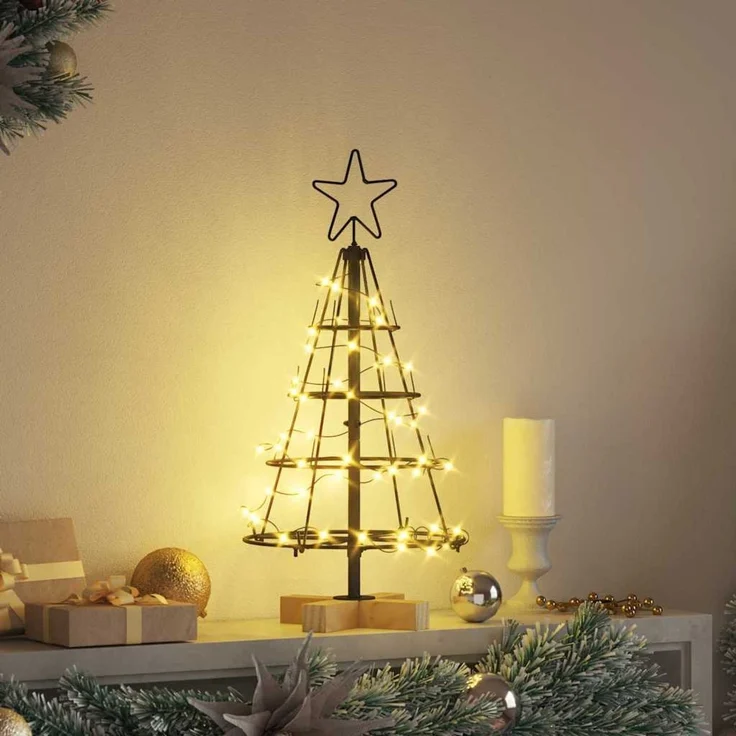 vidaXL Metall-Weihnachtsbaum mit Ständer KUOPIO 60 cm Stahl Schwarz 42019157 – Bild 4