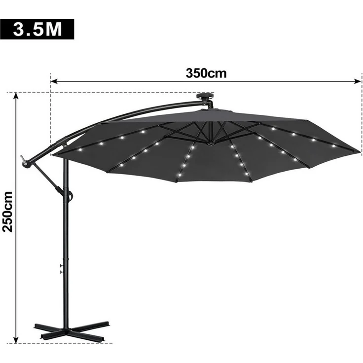 FIVMEN Sonnenschirm 350cm Gartenschirm Balkonschirm mit Solarbetriebene UV Schutz, Balkonschirm Höhenverstellbarer Gartenschirm Sonnenschirme