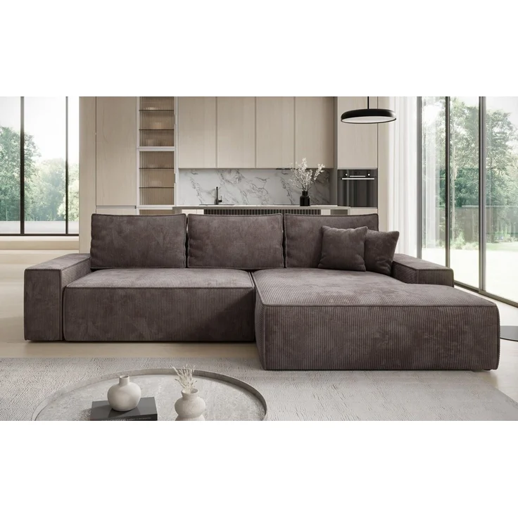 Luxusbetten24 Schlafsofa Designer Sofa Verona mit breiter Ottomane, mit Schlaffunktion und Stauraum – Bild 2