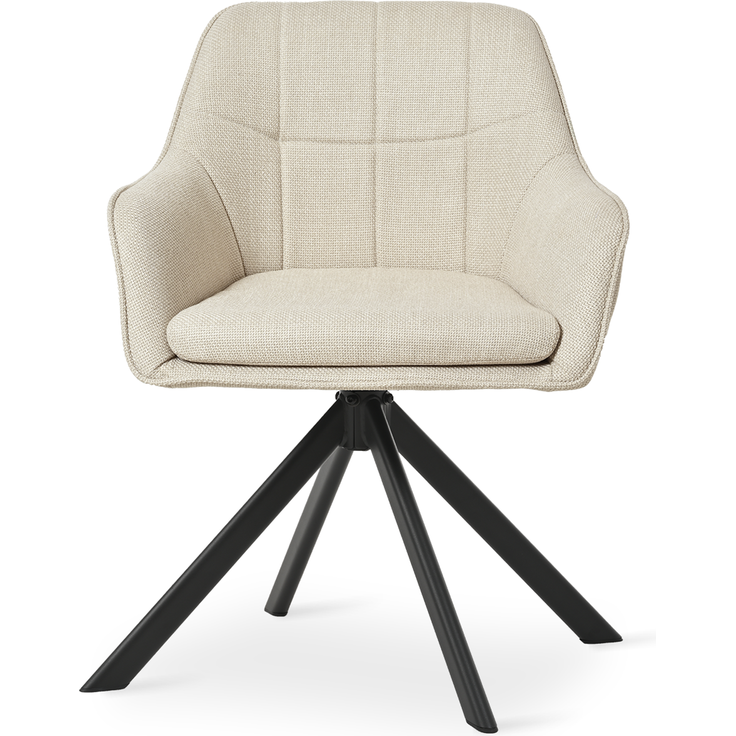 GOEURVANT 1437 Esszimmerstühle 6er-Set mit Armlehnen, 360° Drehbar, Webstoff - Beige Stoff – Bild 3