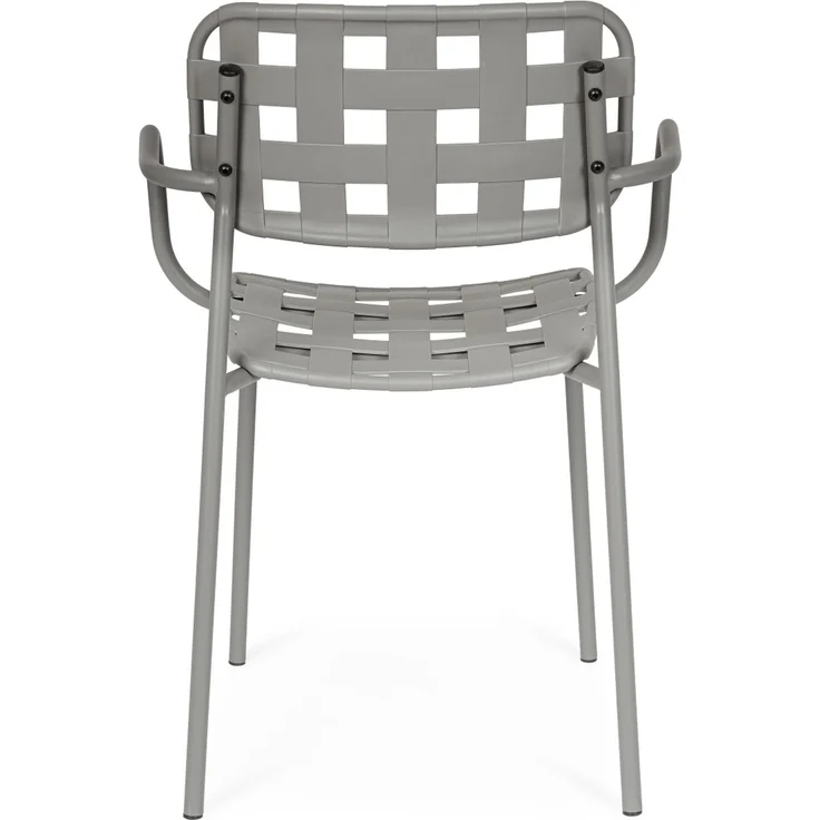 Gartenstuhl Clover 4er-Set mit Armlehne, Metall und Kunstfaser, modern, stapelbar, grau – Bild 4