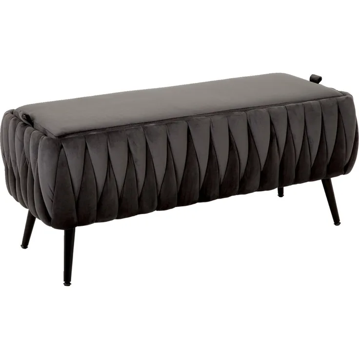 XORA 'FLINT' Polsterbank, Samt dunkelgrau, 110 x 46 x 45 cm, mit Stauraum