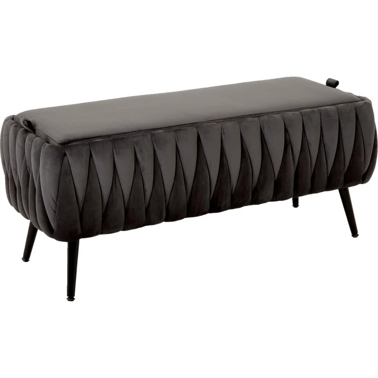 XORA 'FLINT' Polsterbank, Samt dunkelgrau, 110 x 46 x 45 cm, mit Stauraum – Bild 1