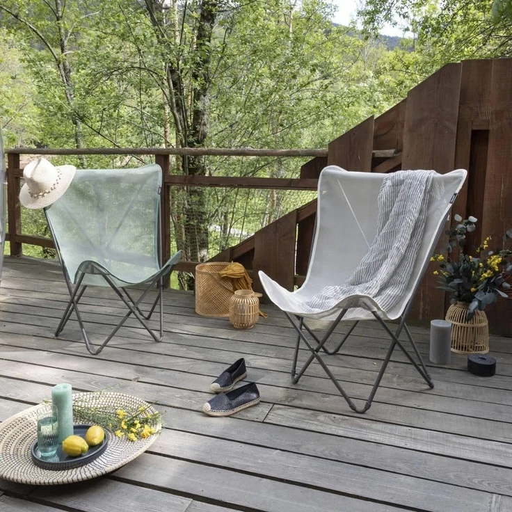 LAFUMA MOBILIER - Faltbarer Butterfly Chair POP UP - Strapazierfähiges & Abnehmbares Batyline®-Gewebe - Außenstuhl für Terrasse, Lounge, Garten - 1 Position, Höchster Komfort, Frankreich - Roggenbeige – Bild 2